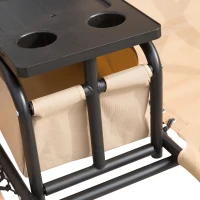 Outsunny 2 Person Porch Swing with Canopy, Storage Table, Cup Holder, Beige(m-9)