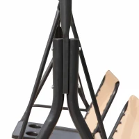 Outsunny 2 Person Porch Swing with Canopy, Storage Table, Cup Holder, Beige(m-8)