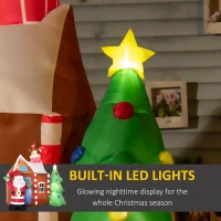 Outsunny 7.5ft Christmas Inflatables Outdoor Decorations Gingerbread House with Santa Claus and Christmas Tree, Blow-Up LED Yard Christmas Decor for Lawn Garden Party(m-4)