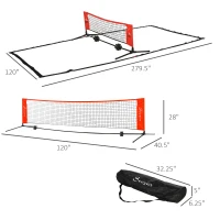 Soozier 10ft Portable Soccer Tennis/Pickleball/Badminton/Mini Tennis Net w/ Sideline for Training with Included Storage Bag, Red(m-3)