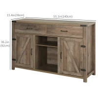 HOMCOM Farmhouse Bar Cabinet, Sideboards and Buffets with Doors, Wine Rack and Drawer, Storage Cabinet for Dining Room(m-3)