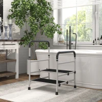 HOMCOM Bedside Step Stool with Handles for Adults, Seniors, 2 Step Stool for High Beds with Adjustable Height, Non-Slip Platform, Storage Pouch, Holds up to 300 Pounds(m-7)