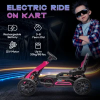 Aosom 12V 7AH Electric Go Kart, Outdoor Racer Car for Kids, with Forward Backward, Adjustable Speed, Ages 3-8 Years Old, Pink(m-4)