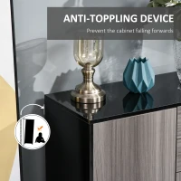 HOMCOM Kitchen Sideboard Storage Cabinet, Modern Coffee Bar with Push-Open Design and 2 Drawers for Living Room, Black(m-7)