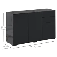 HOMCOM Kitchen Sideboard Storage Cabinet, Modern Coffee Bar with Push-Open Design and 2 Drawers for Living Room, Black(m-3)