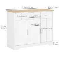 HOMCOM Sideboard Buffet Cabinet with 3 Drawers and Adjustable Shelf, Coffee Bar Cabinet for Kitchen, Dining Room, White(m-3)