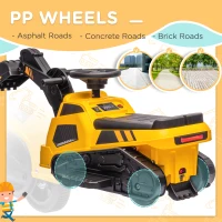 Aosom 6V Electric Ride on Tractor, 3 in 1 Electric Ride on Excavator, Bulldozer, Road Roller, Battery Powered Pretend Play Construction, for 18-48 Months - Yellow(m-6)