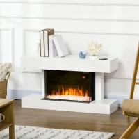 HOMCOM 21.5" Electric Fireplace with Mantel, 1500W Wall Mounting and Freestanding Fireplace Heater with Remote Control, Overheat Protection, 12H and Weekly Timer, Eco Mode, White(m-1)