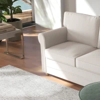 HOMCOM 59" Loveseat Sofa for Bedroom, Modern Love Seats Furniture, Upholstered 2 Seater Couch with Solid Steel Frame and Beech Wood Legs for Living Room, Light Grey(m-9)