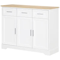HOMCOM Sideboard Buffet Cabinet with 3 Drawers and Adjustable Shelf, Coffee Bar Cabinet for Kitchen, Dining Room, White(m-2)