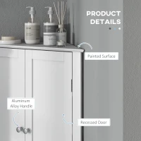 kleankin Freestanding Bathroom Cabinet, Corner Cabinet with Doors and Shelves, Small Bathroom Storage Cabinet, White(m-7)