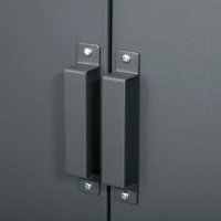 HOMCOM Metal Storage Cabinet, Industrial Sideboard Buffet Cabinet with 2 Louvered Doors, Adjustable Shelves, Grey(m-11)