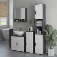 kleankin Tall Bathroom Storage Cabinet, 72" Freestanding Narrow Bathroom Cabinet with Open Shelves, 2-door Cabinets, Adjustable Shelves, and Soft Close Mechanism, Grey(m-7)