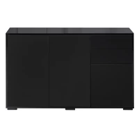 HOMCOM Kitchen Sideboard Storage Cabinet, Modern Coffee Bar with Push-Open Design and 2 Drawers for Living Room, Black(m-14)