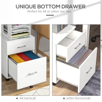 Vinsetto Mobile Filing Cabinet, Vertical File Cabinet with 2 Drawers, Wheels, for Letter or A4 File, White(m-5)