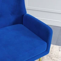 HOMCOM Fabric Wingback Armchair, Modern Accent Chair with Gold Metal Legs for Living Room, Bedroom, Home Office, Blue(m-10)