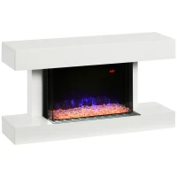 HOMCOM 21.5" Electric Fireplace with Mantel, 1500W Wall Mounting and Freestanding Fireplace Heater with Remote Control, Overheat Protection, 12H and Weekly Timer, Eco Mode, White(m-2)