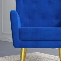 HOMCOM Fabric Wingback Armchair, Modern Accent Chair with Gold Metal Legs for Living Room, Bedroom, Home Office, Blue(m-9)