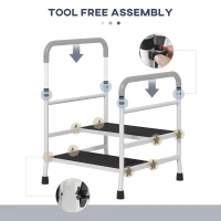 HOMCOM Bedside Step Stool with Handles for Adults, Seniors, 2 Step Stool for High Beds with Adjustable Height, Non-Slip Platform, Storage Pouch, Holds up to 300 Pounds(m-6)