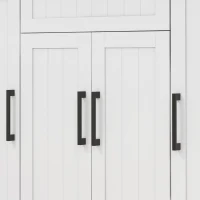 HOMCOM Modern Rolling Kitchen Island Cart with Drawers, Natural Wood Top, Towel Rack, Door Storage Cabinet, White(m-10)