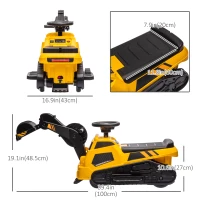 Aosom 6V Electric Ride on Tractor, 3 in 1 Electric Ride on Excavator, Bulldozer, Road Roller, Battery Powered Pretend Play Construction, for 18-48 Months - Yellow(m-3)
