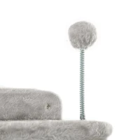 PawHut Cat Wall Shelf with Scratching Post, Cat Wall Shelves for Relaxing, Climbing, Cat Wall With Soft Ladder and Play Ball, Grey(m-9)