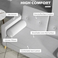 HOMCOM 51" Loveseat for Bedroom, Modern Love Seats Furniture, Upholstered 2 Seater Sofa with Wood Legs and 2 Pillows, Grey(m-5)