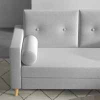 HOMCOM 51" Loveseat for Bedroom, Modern Love Seats Furniture, Upholstered 2 Seater Sofa with Wood Legs and 2 Pillows, Grey(m-8)