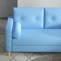 HOMCOM 51" Loveseat for Bedroom, Modern Love Seats Furniture, Upholstered 2 Seater Sofa with Wood Legs, Blue(m-8)