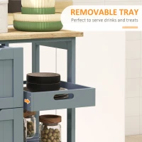 HOMCOM Kitchen Cart on Wheels, Rolling Kitchen Island Cart with Wood Top, 3 Drawers and Shelves for Home Dining Area(m-5)
