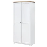 HOMCOM 68" Kitchen Pantry Cabinet, Freestanding Storage Cabinet, 2-Door Cupboard with 4-tier Shelving for Dining Room, White(m-2)
