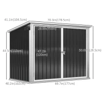 Outsunny Outdoor Trash Can Shed with Double Door and Vents Outdoor Garden Storage for 2 Trash Cans, Dark Grey(m-3)