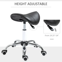 HOMCOM Adjustable Hydraulic Rolling Salon Stool Swivel Saddle Chair Spa Beauty Seat PU Leather,  Black(m-4)