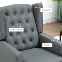 HOMCOM Faux Leather Armchair, Modern Accent Chair with Thick Padding for Living Room, Bedroom, Home Office, Grey(m-5)
