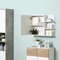 kleankin Bathroom Storage Cabinet with Mirror, Wall Mounted Medicine Cabinet with 3 Open Shelves and 2-tier Cupboard(m-9)