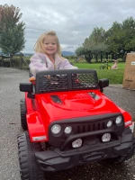 Aosom 12V Kids Ride On Truck with Parent Remote Control, Battery Powered Electric Car with Spring Suspension, Adjustable Speed, LED Lights and Horn, Red(m-12)