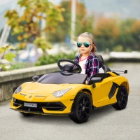 Aosom Lamborghini Licensed Kids Ride on Car w/ Easy Transport, Yellow(m-2)