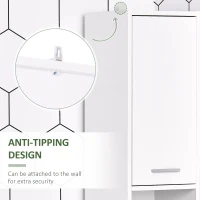 HOMCOM Tall Bathroom Vanities, Narrow Bathroom Cabinets with 2 Doors, Open Compartment and Adjustable Shelves, White(m-7)