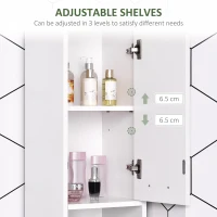 HOMCOM Tall Bathroom Vanities, Narrow Bathroom Cabinets with 2 Doors, Open Compartment and Adjustable Shelves, White(m-6)