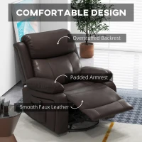 HOMCOM PU Leather Reclining Chair with Vibration Massage Recliner, Swivel Base, Rocking Function, Remote Control, Brown(m-7)