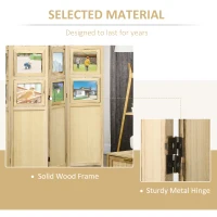HOMCOM 4 Panel Room Divider, Folding Privacy Screens, Natural(m-5)