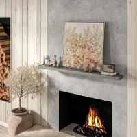 HOMCOM 72" Fireplace Mantel, Fir Wood Floating Shelf, Wall Mounted, Rustic Gray(m-9)