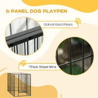 PawHut 6 Panel 32.5" - 59" x 40" Dog Playpen, Heavy Duty Pet Playpen for Indoor Outdoor, Small Medium and Large Dogs(m-7)