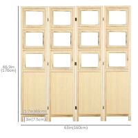 HOMCOM 5.6 Ft. Tall 4-Panel Room Divider, Photo Frame Panel Freestanding Folding Privacy Screen Panels, Partition Wall Divider for Indoor Bedroom Office(m-3)