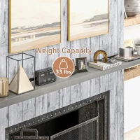 HOMCOM 72" Fireplace Mantel, Fir Wood Floating Shelf, Wall Mounted, Rustic Gray(m-6)