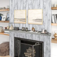 HOMCOM 72" Fireplace Mantel, Fir Wood Floating Shelf, Wall Mounted, Rustic Gray(m-7)