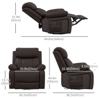 HOMCOM PU Leather Reclining Chair with Vibration Massage Recliner, Swivel Base, Rocking Function, Remote Control, Brown(m-3)