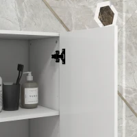 kleankin Tall Bathroom Cabinet, High Gloss Storage Cabinet with Doors and Adjustable Shelves, 11.8" x 11.8" x 71.5", White(m-9)