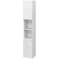 kleankin Tall Bathroom Cabinet, High Gloss Storage Cabinet with Doors and Adjustable Shelves, 11.8" x 11.8" x 71.5", White(m-2)