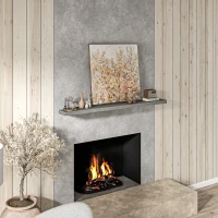 HOMCOM 72" Fireplace Mantel, Fir Wood Floating Shelf, Wall Mounted, Rustic Gray(m-2)